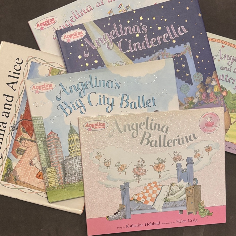 Angelina Ballerina Book Set - Pink, Blue, Purple, White
